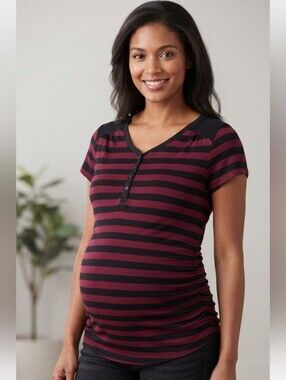 Great Expectations Women's Striped Maternity Tunic Ruching Sz XL